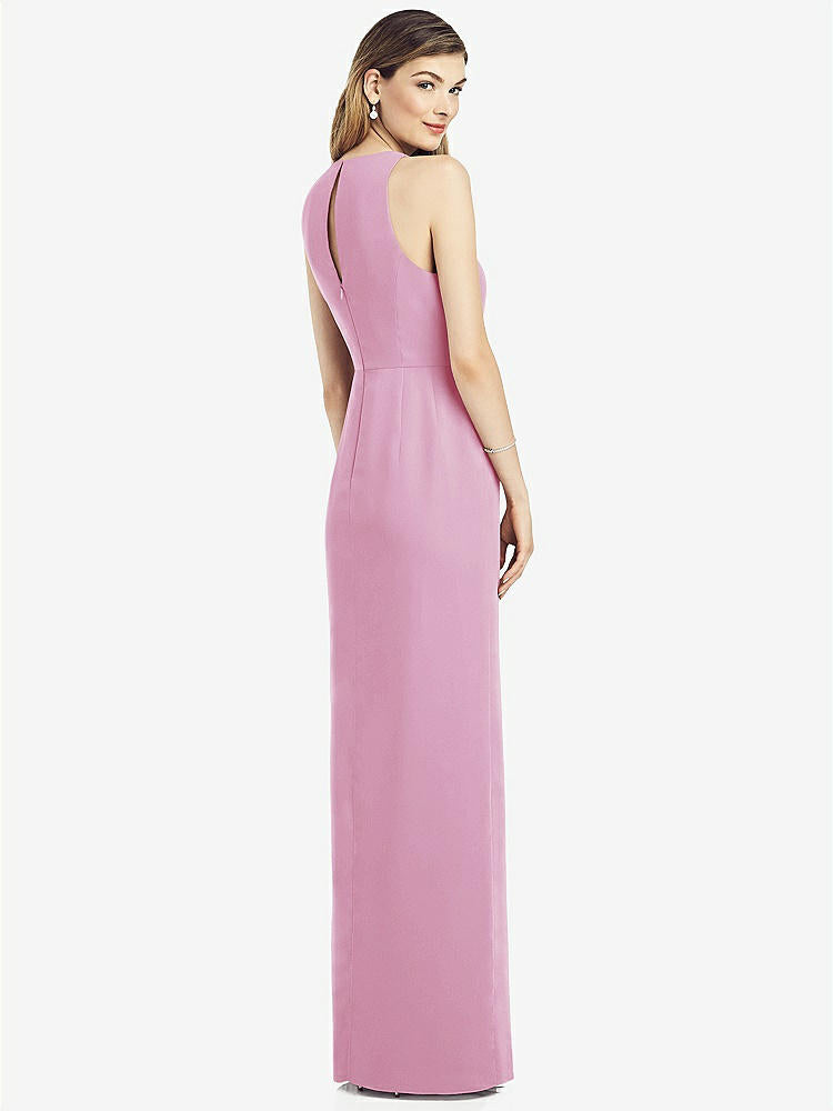 【NEW】【STYLE: 6818】ノースリーブ シフォン ドレス ドレープ フロント スリット【COLOR: Powder Pink】【SIZE: 00-30W】