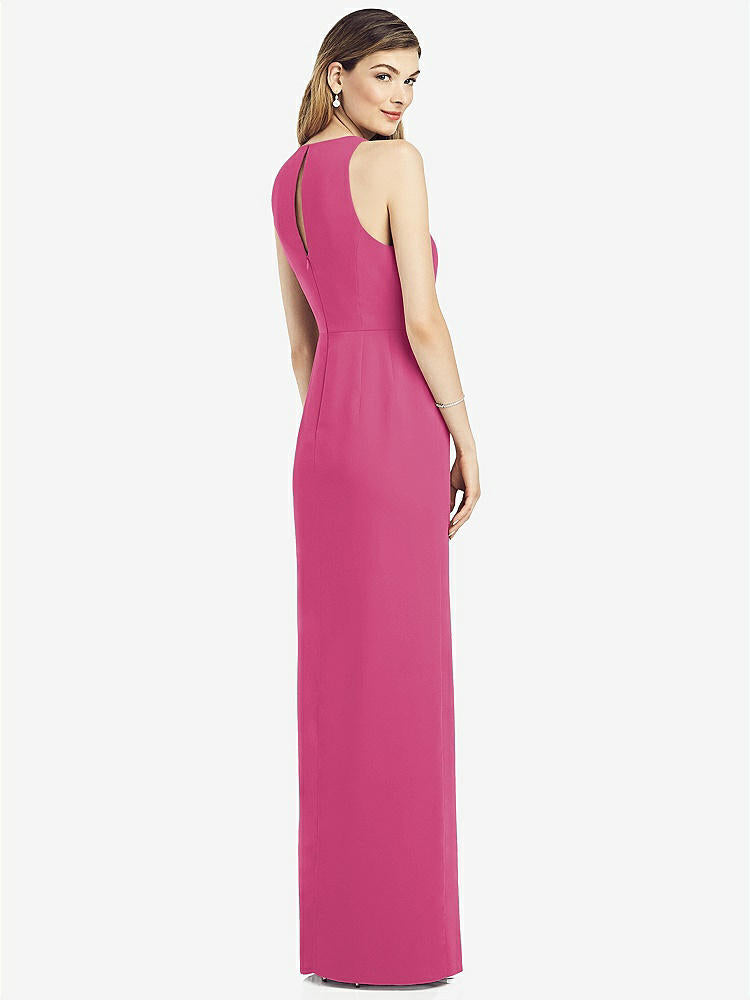 【NEW】【STYLE: 6818】ノースリーブ シフォン ドレス ドレープ フロント スリット【COLOR: Tea Rose】【SIZE: 00-30W】