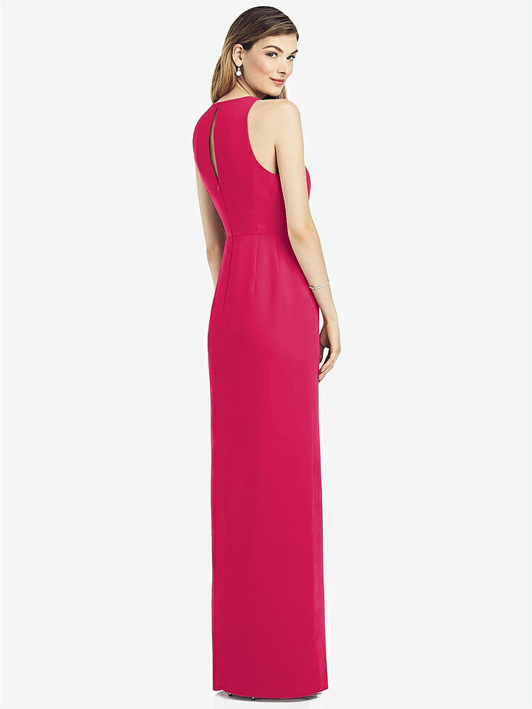 【NEW】【STYLE: 6818】ノースリーブ シフォン ドレス ドレープ フロント スリット【COLOR: Vivid Pink】【SIZE: 00-30W】