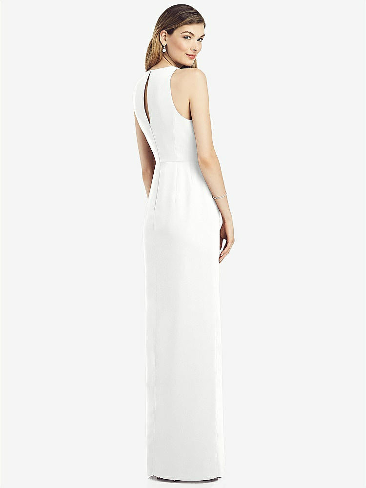 【STYLE: 6818】Sleeveless Chiffon Dress with Draped Front Slit【COLOR: White】