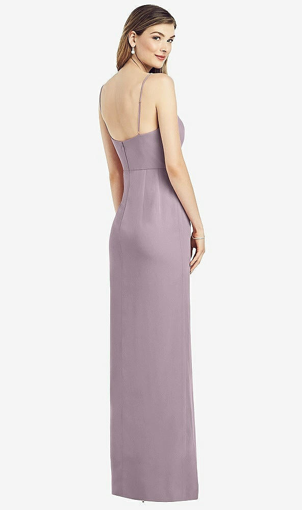 【NEW】【STYLE: 6820】スパゲッティ ストラップ ドレープ スカート ガウン 前面 スリット【COLOR: Lilac Dusk】【SIZE: 00-30W】