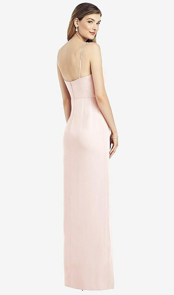 【NEW】【STYLE: 6820】スパゲッティ ストラップ ドレープ スカート ガウン 前面 スリット【COLOR: Blush】【SIZE: 00-30W】