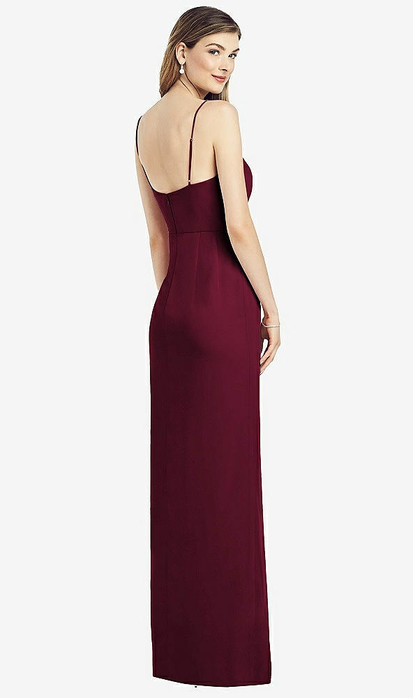 【NEW】【STYLE: 6820】スパゲッティ ストラップ ドレープ スカート ガウン 前面 スリット【COLOR: Cabernet】【SIZE: 00-30W】