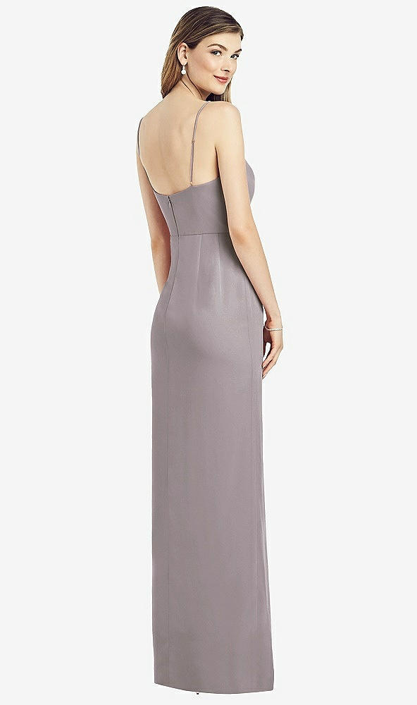 【NEW】【STYLE: 6820】スパゲッティ ストラップ ドレープ スカート ガウン 前面 スリット【COLOR: Cashmere Gray】【SIZE: 00-30W】