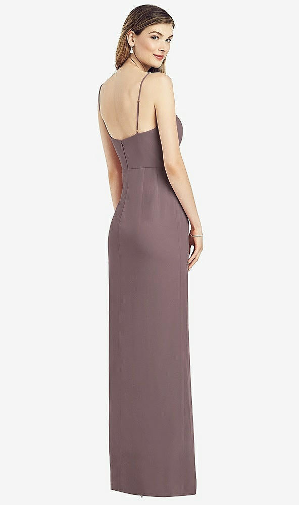 【STYLE: 6820】Spaghetti Strap Draped Skirt Gown with Front Slit【COLOR: French Truffle】