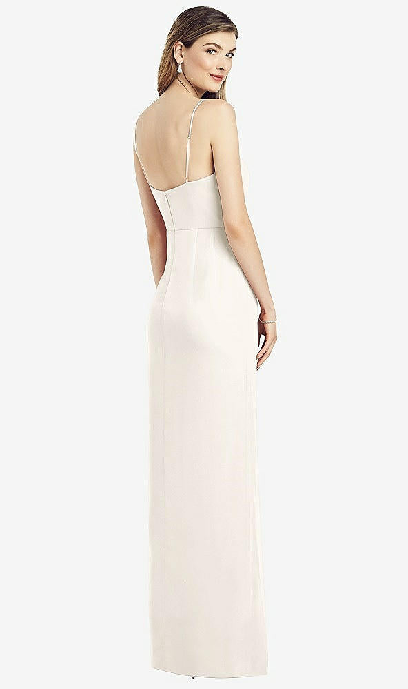 【STYLE: 6820】Spaghetti Strap Draped Skirt Gown with Front Slit【COLOR: Ivory】