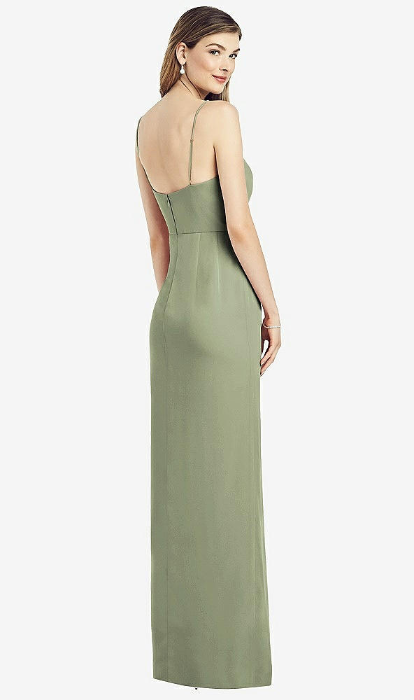 【STYLE: 6820】Spaghetti Strap Draped Skirt Gown with Front Slit【COLOR: Sage】