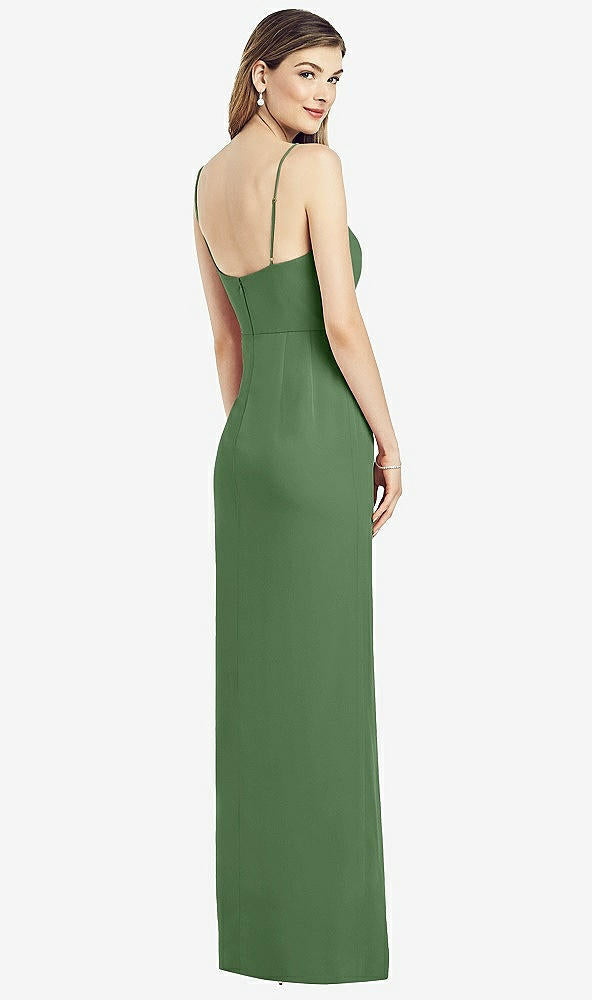 【STYLE: 6820】Spaghetti Strap Draped Skirt Gown with Front Slit【COLOR: Vineyard Green】