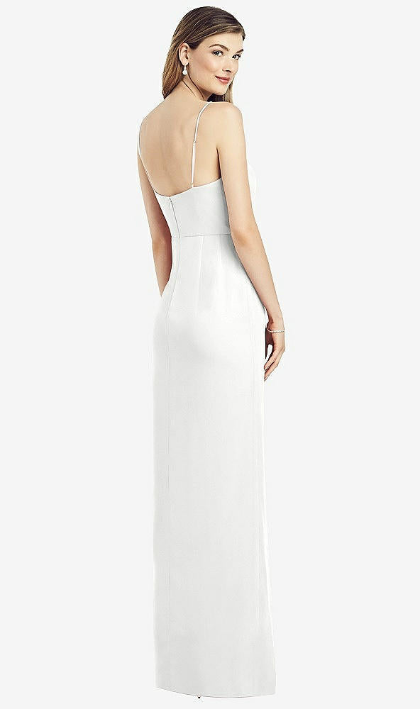 【STYLE: 6820】Spaghetti Strap Draped Skirt Gown with Front Slit【COLOR: White】