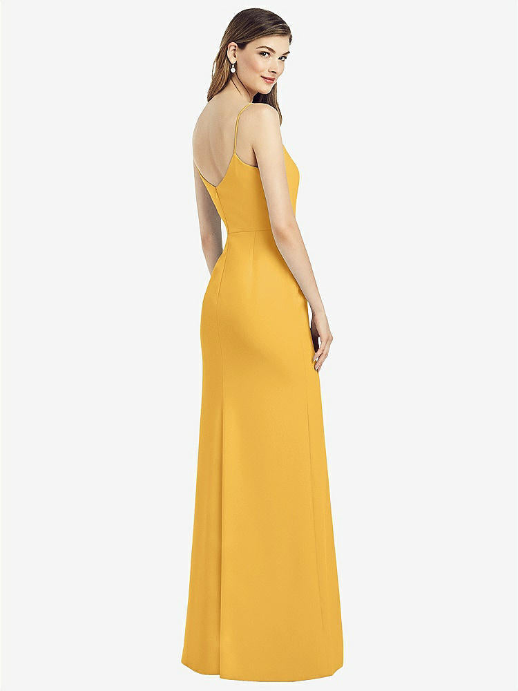 【NEW】【STYLE: 6822】スパゲッティ ストラップ Vバック クレープ ガウン 前面 スリット【COLOR: NYC Yellow】【SIZE: 00-30W】