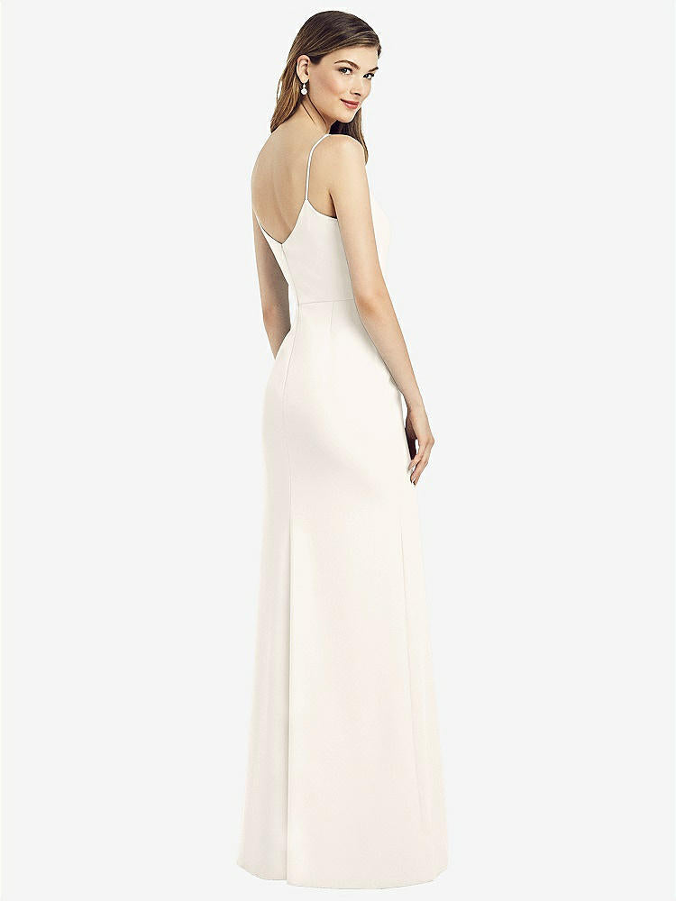 【STYLE: 6822】Spaghetti Strap V-Back Crepe Gown with Front Slit【COLOR: Ivory】