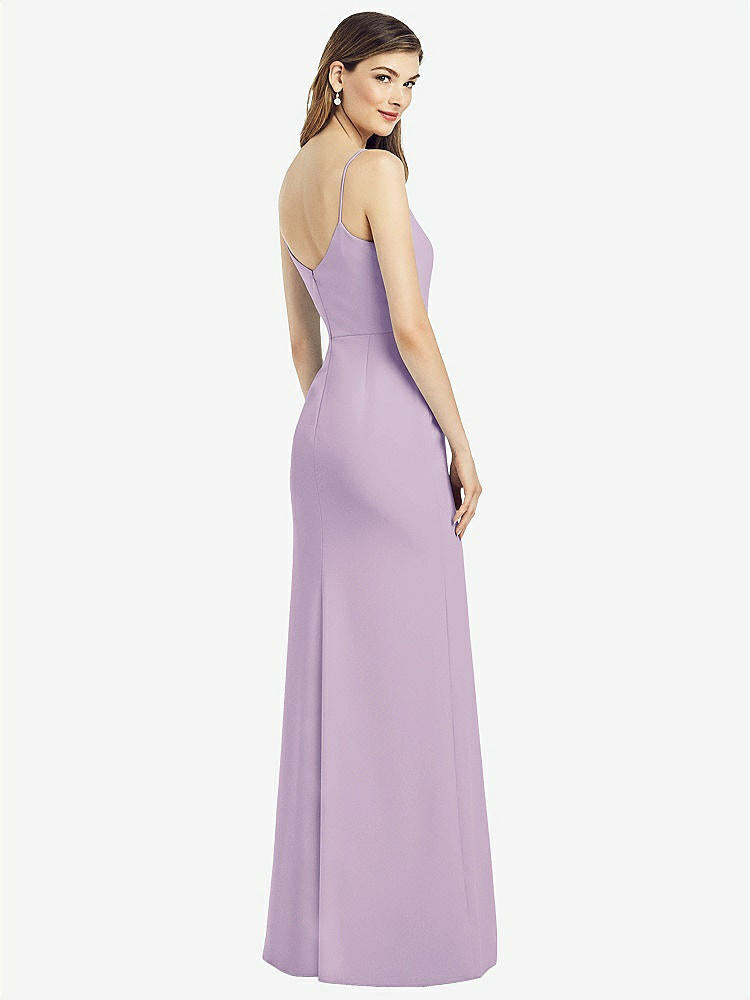 【NEW】【STYLE: 6822】スパゲッティ ストラップ Vバック クレープ ガウン 前面 スリット【COLOR: Pale Purple】【SIZE: 00-30W】