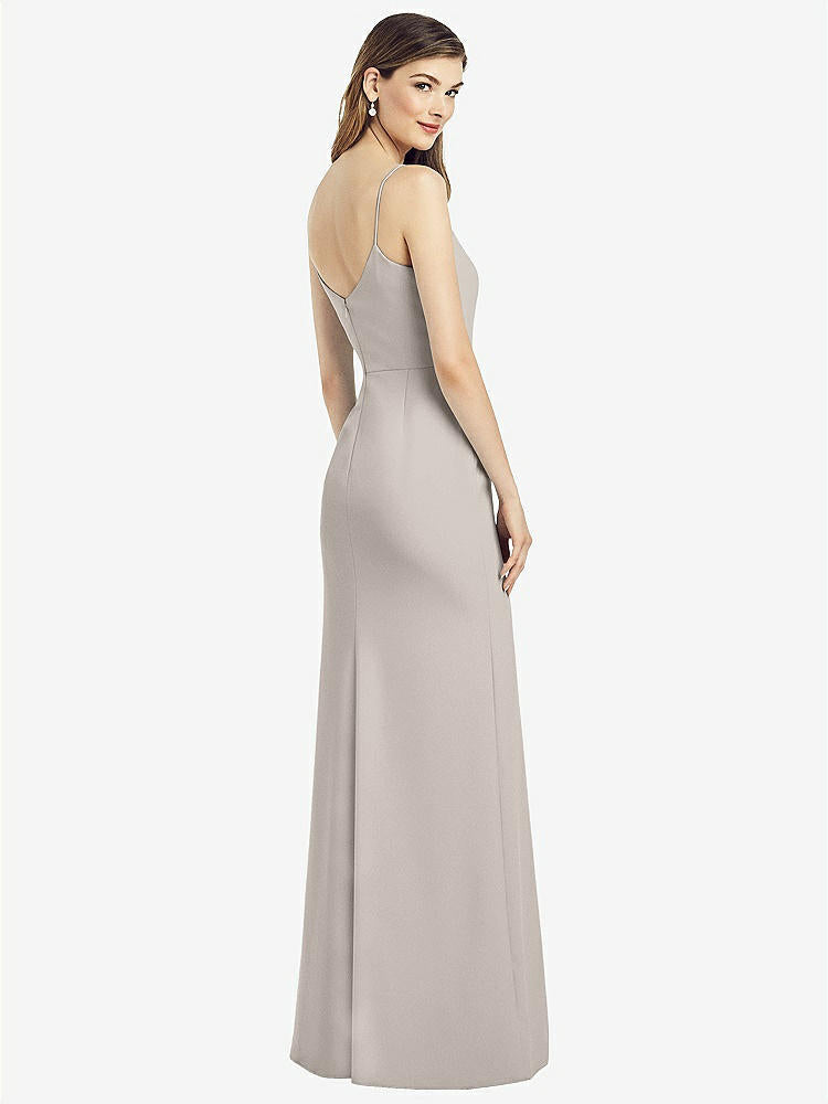 【NEW】【STYLE: 6822】スパゲッティ ストラップ Vバック クレープ ガウン 前面 スリット【COLOR: Taupe】【SIZE: 00-30W】