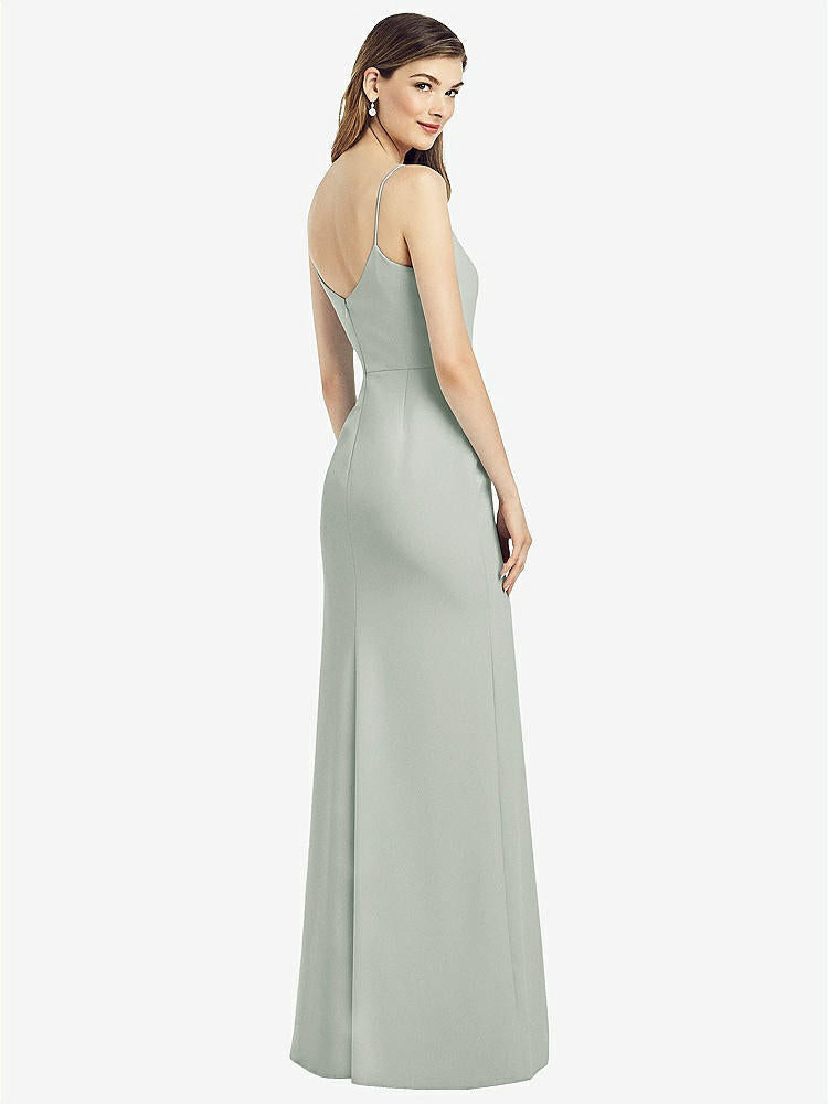 【NEW】【STYLE: 6822】スパゲッティ ストラップ Vバック クレープ ガウン 前面 スリット【COLOR: Willow Green】【SIZE: 00-30W】