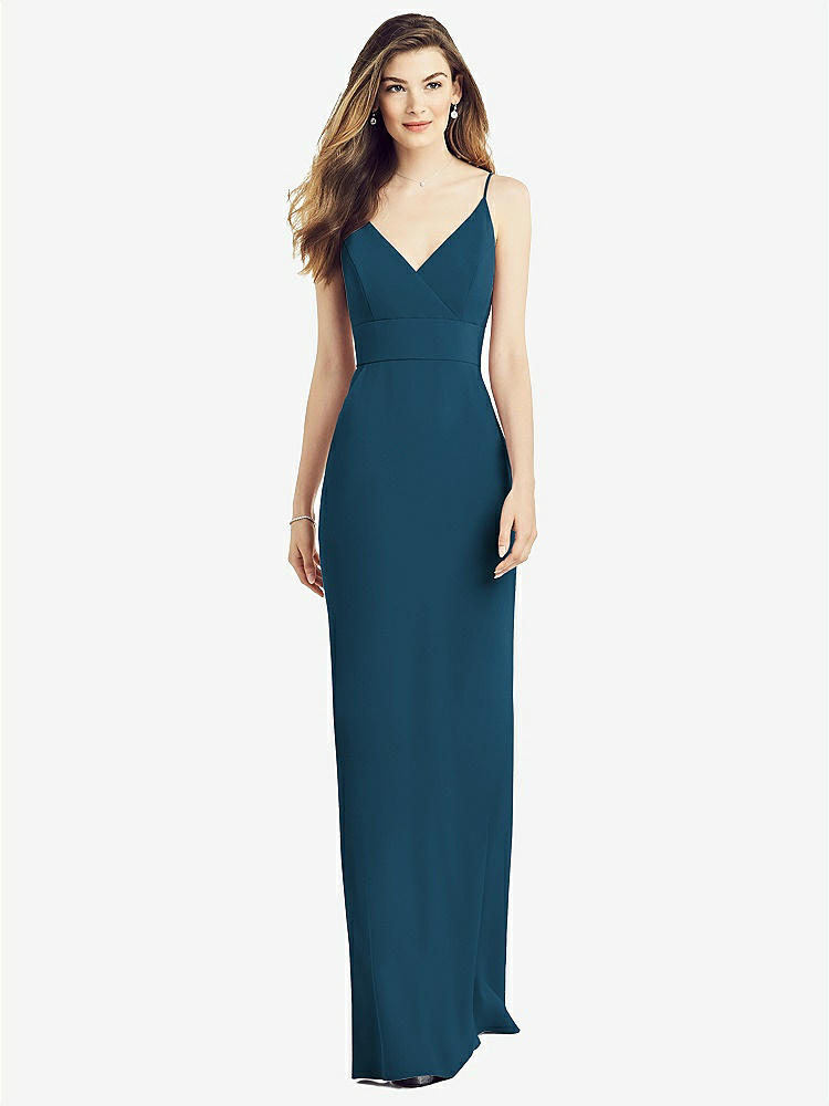 【NEW】【STYLE: 6824】Vバック スパゲッティ ストラップ マキシ ドレス ポケット付き【COLOR: Atlantic Blue】【SIZE: 00-30W】