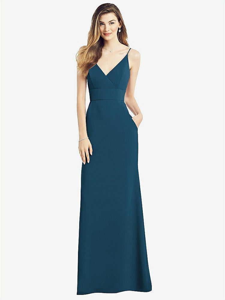 【STYLE: 6824】V-Back Spaghetti Strap Maxi Dress with Pockets【COLOR: Atlantic Blue】