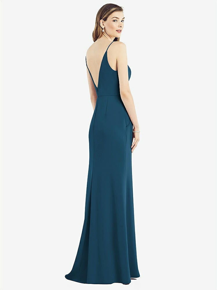 【NEW】【STYLE: 6824】Vバック スパゲッティ ストラップ マキシ ドレス ポケット付き【COLOR: Atlantic Blue】【SIZE: 00-30W】