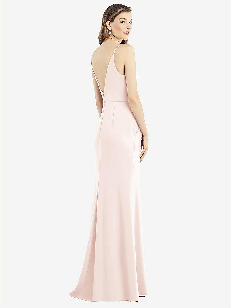 【NEW】【STYLE: 6824】Vバック スパゲッティ ストラップ マキシ ドレス ポケット付き【COLOR: Blush】【SIZE: 00-30W】