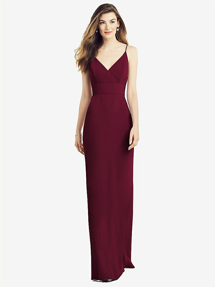 【NEW】【STYLE: 6824】Vバック スパゲッティ ストラップ マキシ ドレス ポケット付き【COLOR: Cabernet】【SIZE: 00-30W】