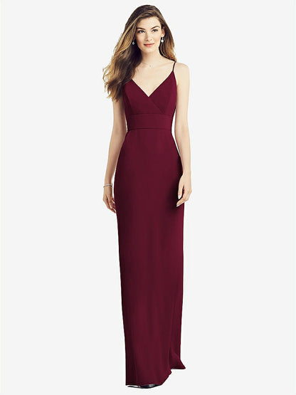 【NEW】【STYLE: 6824】Vバック スパゲッティ ストラップ マキシ ドレス ポケット付き【COLOR: Cabernet】【SIZE: 00-30W】