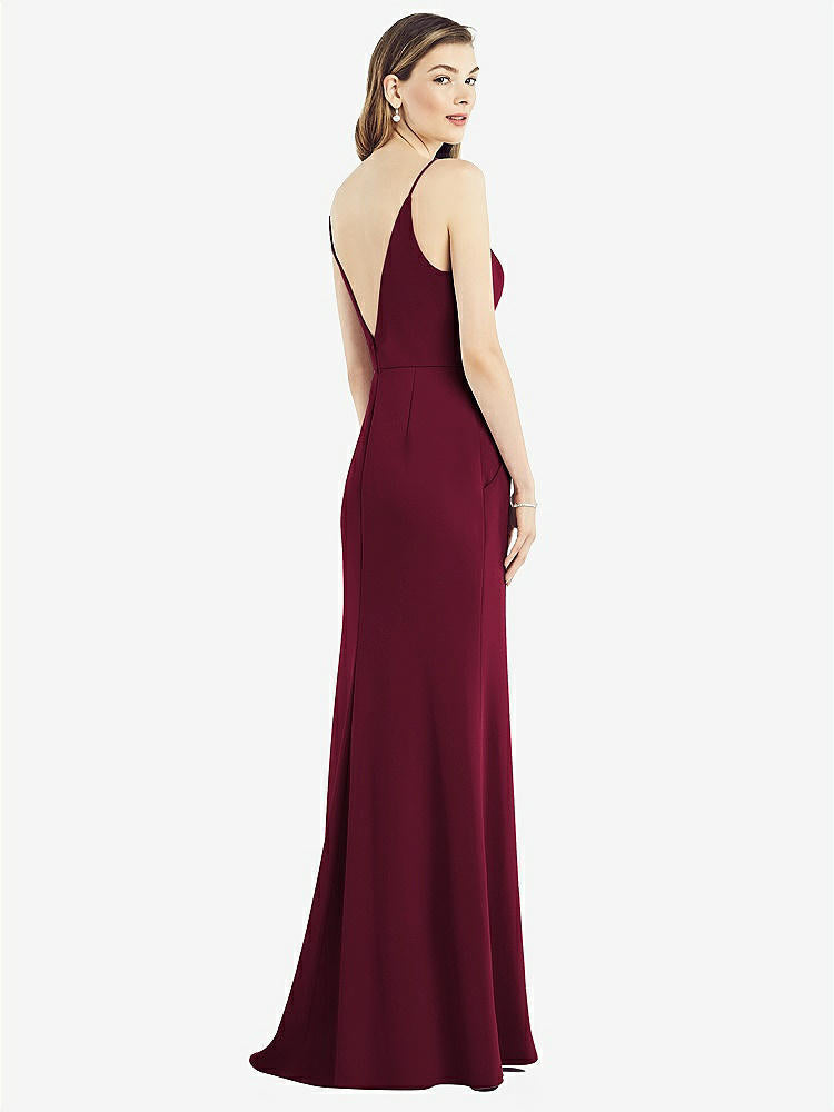 【NEW】【STYLE: 6824】Vバック スパゲッティ ストラップ マキシ ドレス ポケット付き【COLOR: Cabernet】【SIZE: 00-30W】