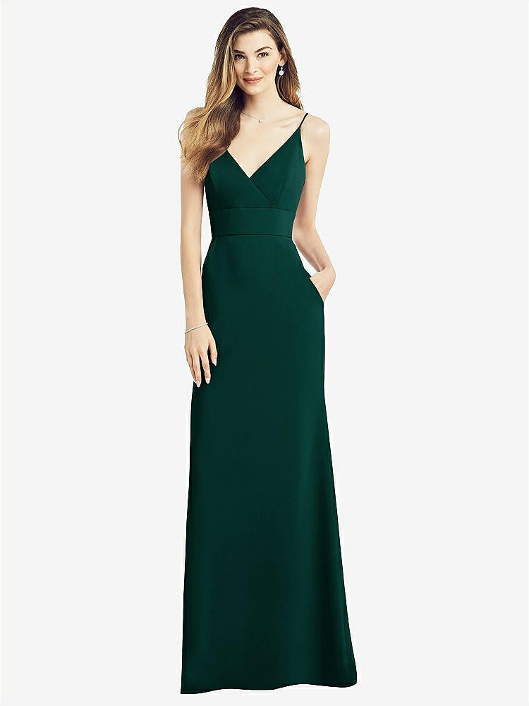 【STYLE: 6824】V-Back Spaghetti Strap Maxi Dress with Pockets【COLOR: Evergreen】