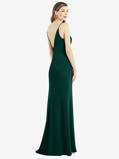 【STYLE: 6824】V-Back Spaghetti Strap Maxi Dress with Pockets【COLOR: Evergreen】
