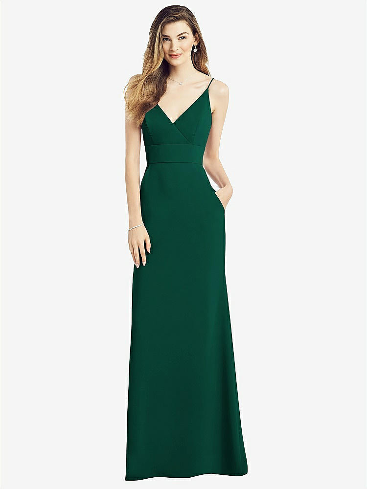【STYLE: 6824】V-Back Spaghetti Strap Maxi Dress with Pockets【COLOR: Hunter Green】