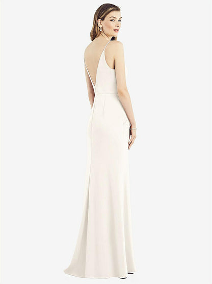 【NEW】【STYLE: 6824】Vバック スパゲッティ ストラップ マキシ ドレス ポケット付き【COLOR: Ivory】【SIZE: 00-30W】