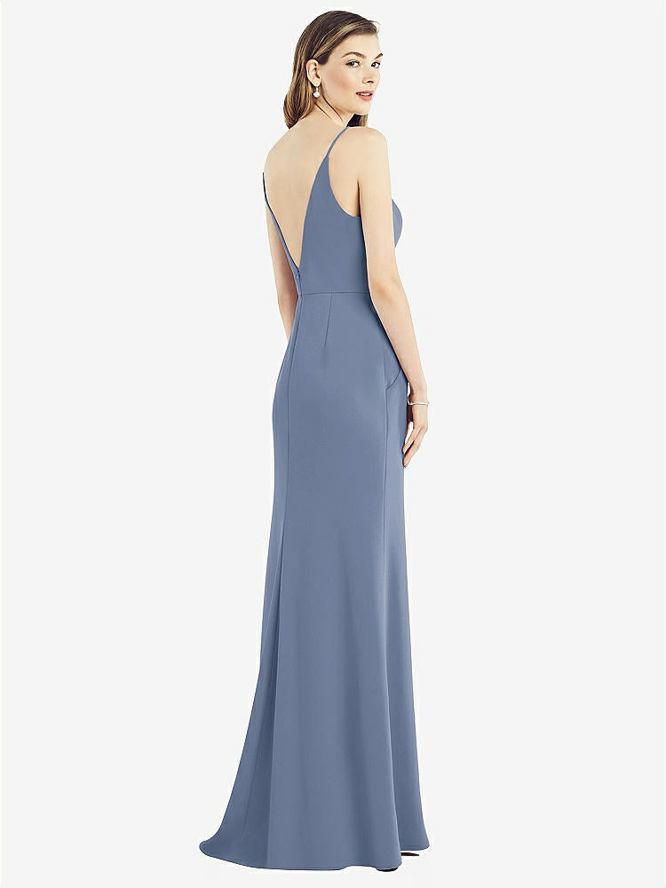 【STYLE: 6824】V-Back Spaghetti Strap Maxi Dress with Pockets【COLOR: Larkspur Blue】