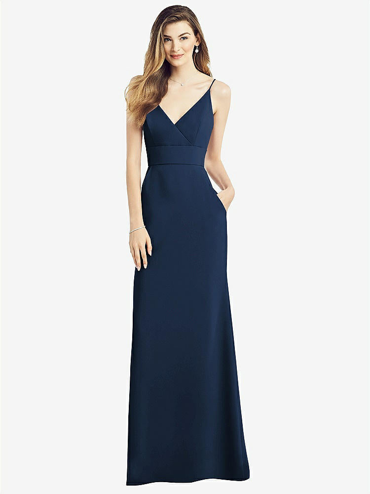 【STYLE: 6824】V-Back Spaghetti Strap Maxi Dress with Pockets【COLOR: Midnight Navy】
