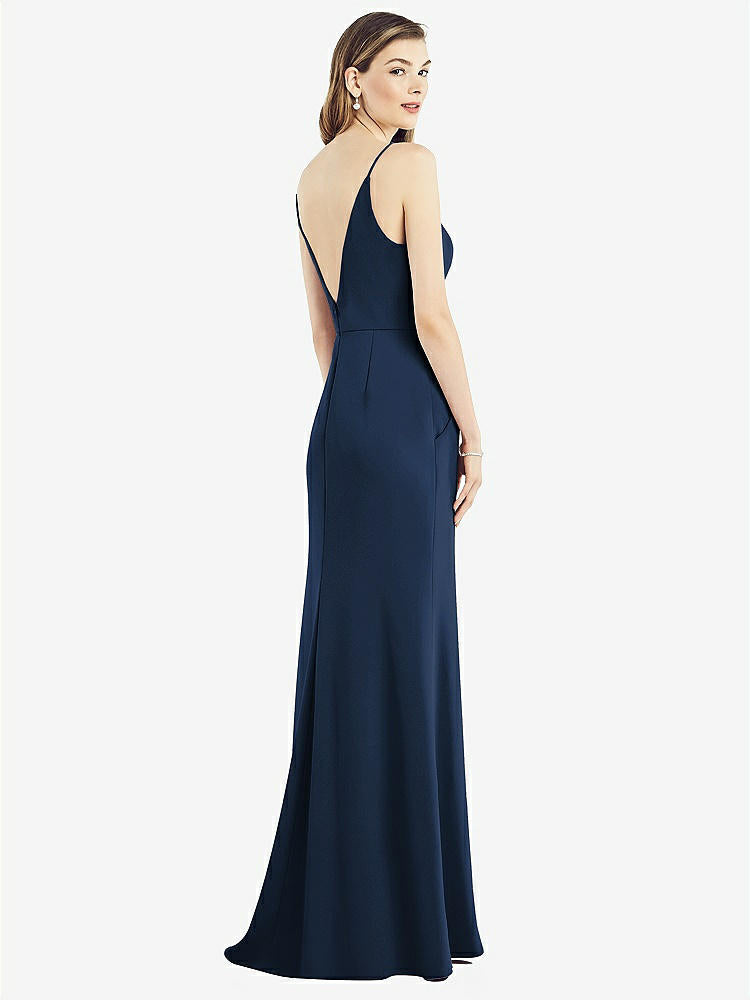 【NEW】【STYLE: 6824】Vバック スパゲッティ ストラップ マキシ ドレス ポケット付き【COLOR: Midnight Navy】【SIZE: 00-30W】