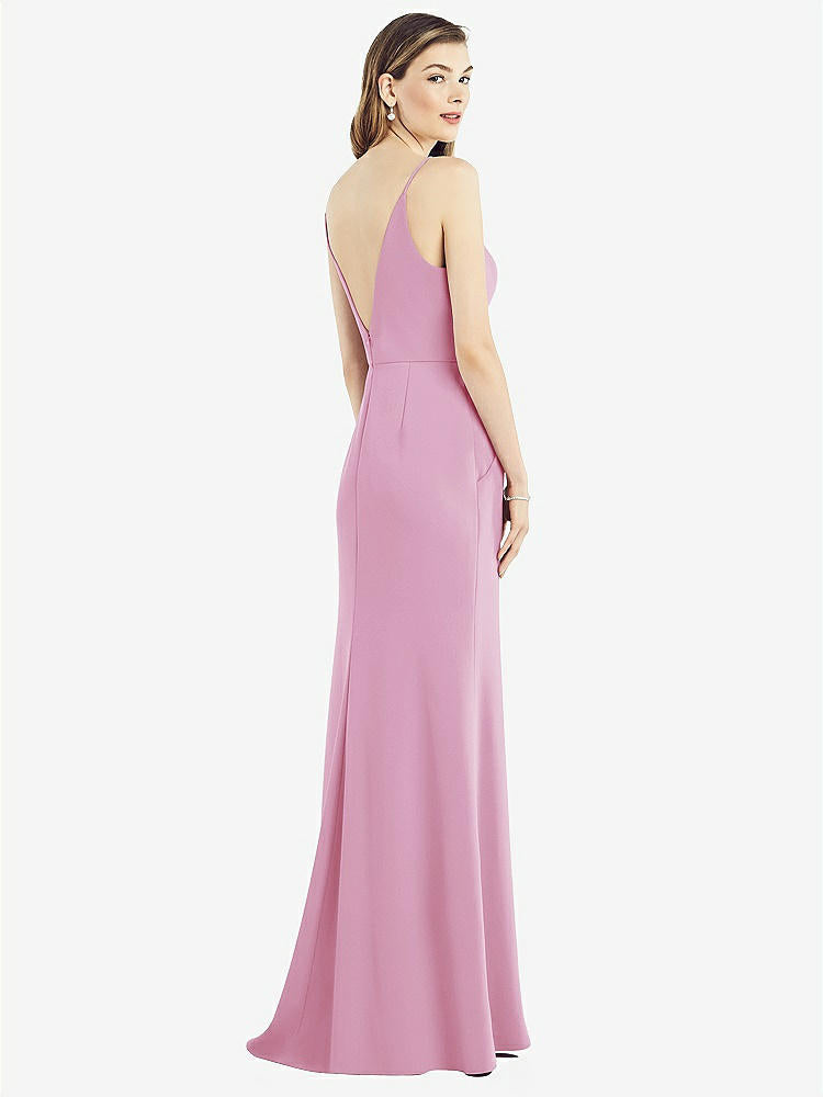 【NEW】【STYLE: 6824】Vバック スパゲッティ ストラップ マキシ ドレス ポケット付き【COLOR: Powder Pink】【SIZE: 00-30W】