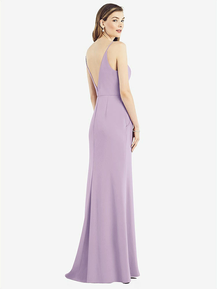 【NEW】【STYLE: 6824】Vバック スパゲッティ ストラップ マキシ ドレス ポケット付き【COLOR: Pale Purple】【SIZE: 00-30W】