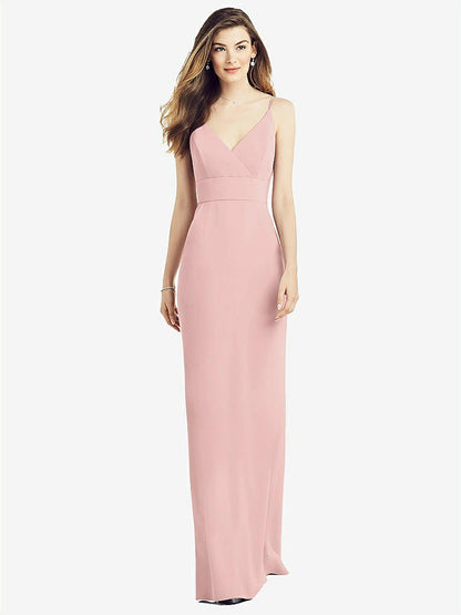 【NEW】【STYLE: 6824】Vバック スパゲッティ ストラップ マキシ ドレス ポケット付き【COLOR: Rose - PANTONE Rose Quartz】【SIZE: 00-30W】