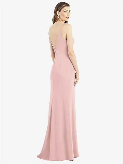【NEW】【STYLE: 6824】Vバック スパゲッティ ストラップ マキシ ドレス ポケット付き【COLOR: Rose - PANTONE Rose Quartz】【SIZE: 00-30W】
