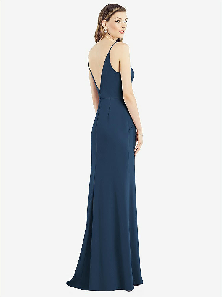 【NEW】【STYLE: 6824】Vバック スパゲッティ ストラップ マキシ ドレス ポケット付き【COLOR: Sofia Blue】【SIZE: 00-30W】