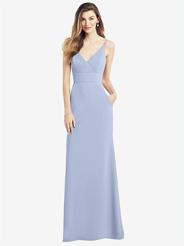 【STYLE: 6824】V-Back Spaghetti Strap Maxi Dress with Pockets【COLOR: Sky Blue】