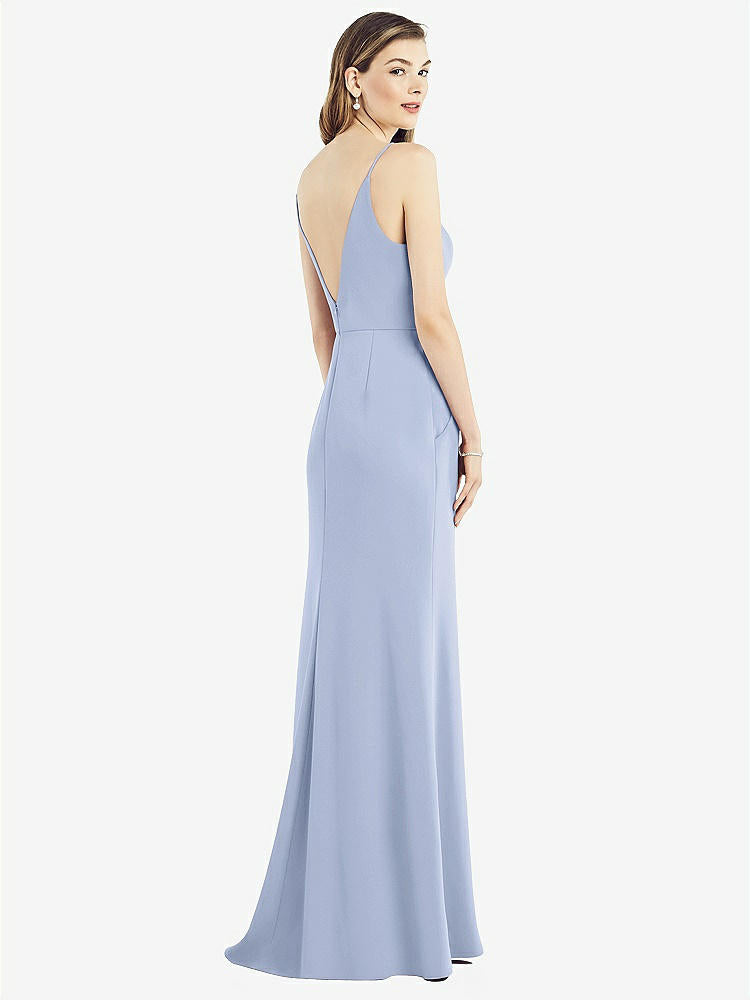 【STYLE: 6824】V-Back Spaghetti Strap Maxi Dress with Pockets【COLOR: Sky Blue】