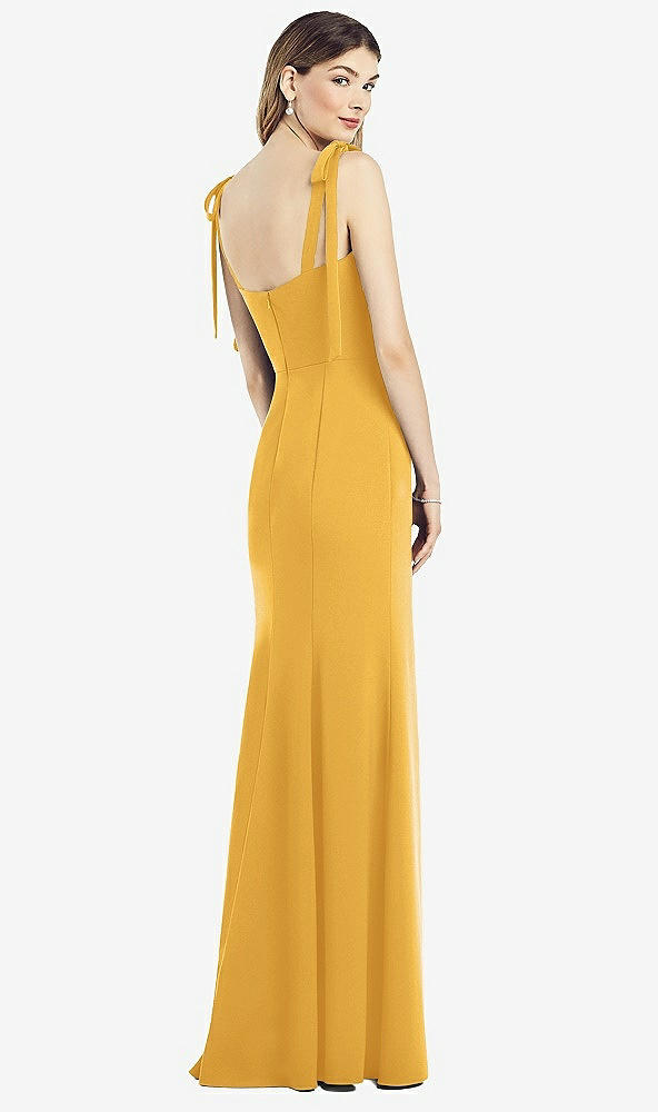 【NEW】【STYLE: 6826】脂肪 タイショルダー クレープ トランペット ガウン 前面 スリット【COLOR: NYC Yellow】【SIZE: 00-30W】