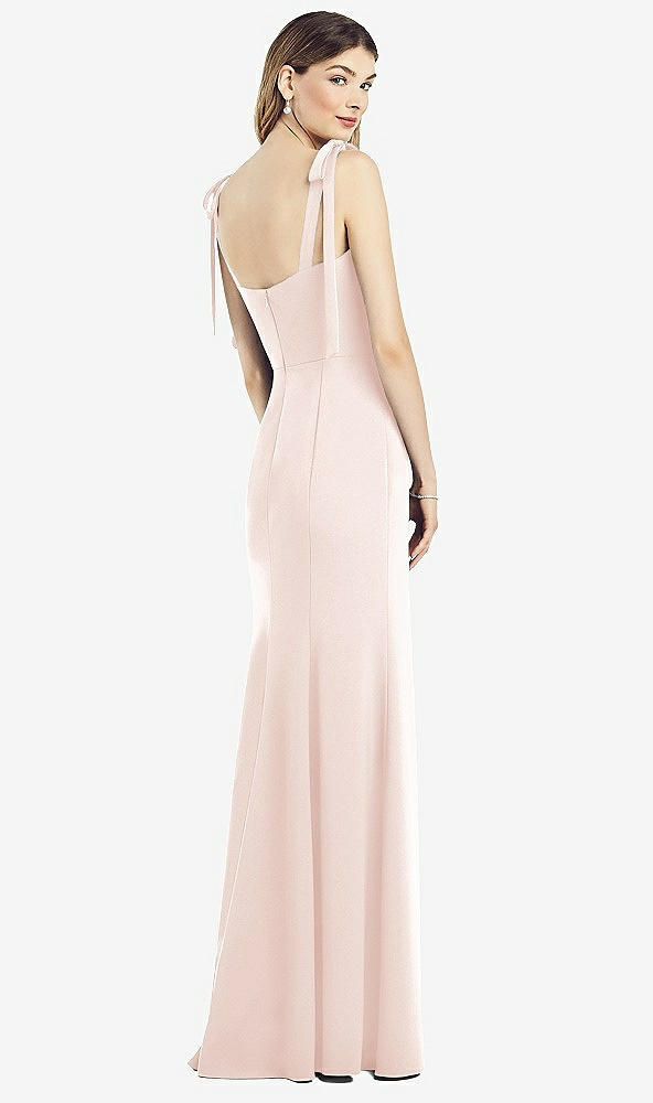 【NEW】【STYLE: 6826】脂肪 タイショルダー クレープ トランペット ガウン 前面 スリット【COLOR: Blush】【SIZE: 00-30W】