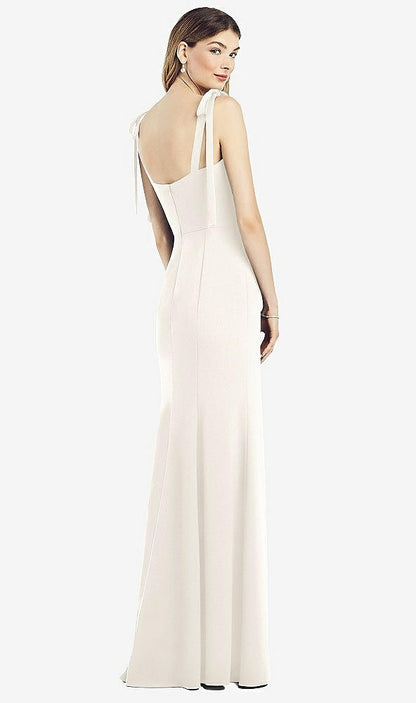 【NEW】【STYLE: 6826】脂肪 タイショルダー クレープ トランペット ガウン 前面 スリット【COLOR: Ivory】【SIZE: 00-30W】
