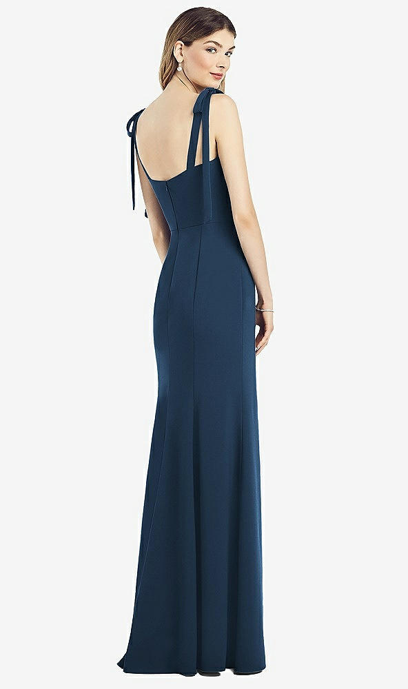 【STYLE: 6826】Flat Tie-Shoulder Crepe Trumpet Gown with Front Slit【COLOR: Sofia Blue】