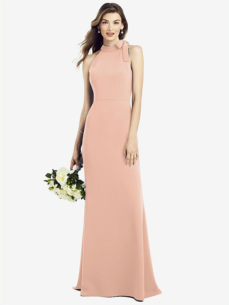 【NEW】【STYLE: 6827】ボウネック オープンバック トランペット ガウン【COLOR: Pale Peach】【SIZE: 00-30W】