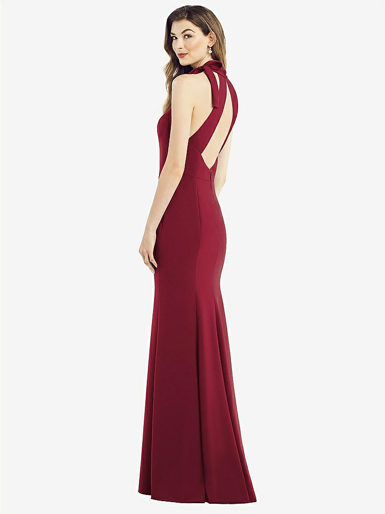【NEW】【STYLE: 6827】ボウネック オープンバック トランペット ガウン【COLOR: Burgundy】【SIZE: 00-30W】