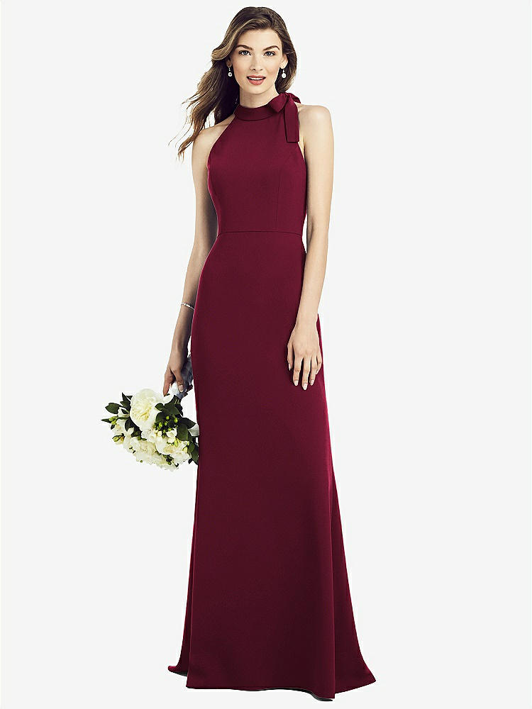 【NEW】【STYLE: 6827】ボウネック オープンバック トランペット ガウン【COLOR: Cabernet】【SIZE: 00-30W】