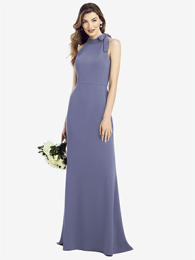 【NEW】【STYLE: 6827】ボウネック オープンバック トランペット ガウン【COLOR: French Blue】【SIZE: 00-30W】