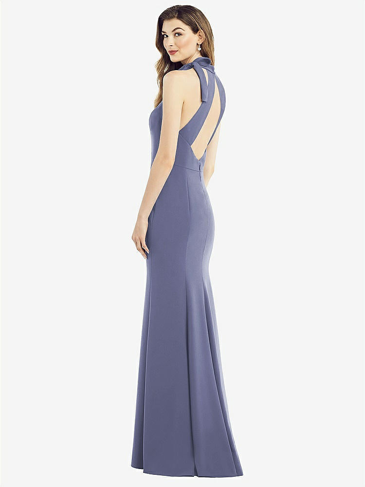 【NEW】【STYLE: 6827】ボウネック オープンバック トランペット ガウン【COLOR: French Blue】【SIZE: 00-30W】