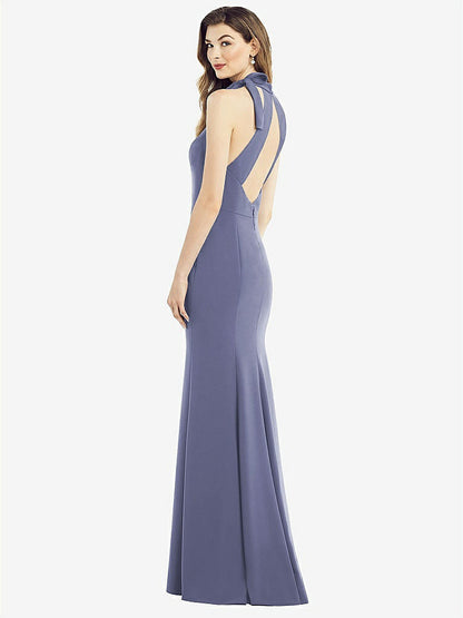 【NEW】【STYLE: 6827】ボウネック オープンバック トランペット ガウン【COLOR: French Blue】【SIZE: 00-30W】