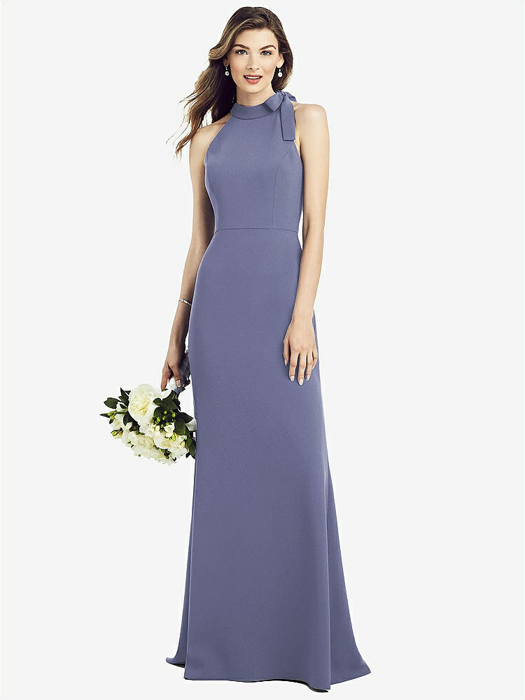 【NEW】【STYLE: 6827】ボウネック オープンバック トランペット ガウン【COLOR: French Blue】【SIZE: 00-30W】